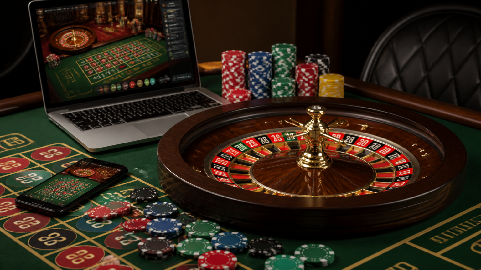 Come valutare i migliori casino online in modo consapevole Laptop con giochi da casino online e fiches su tavolo
