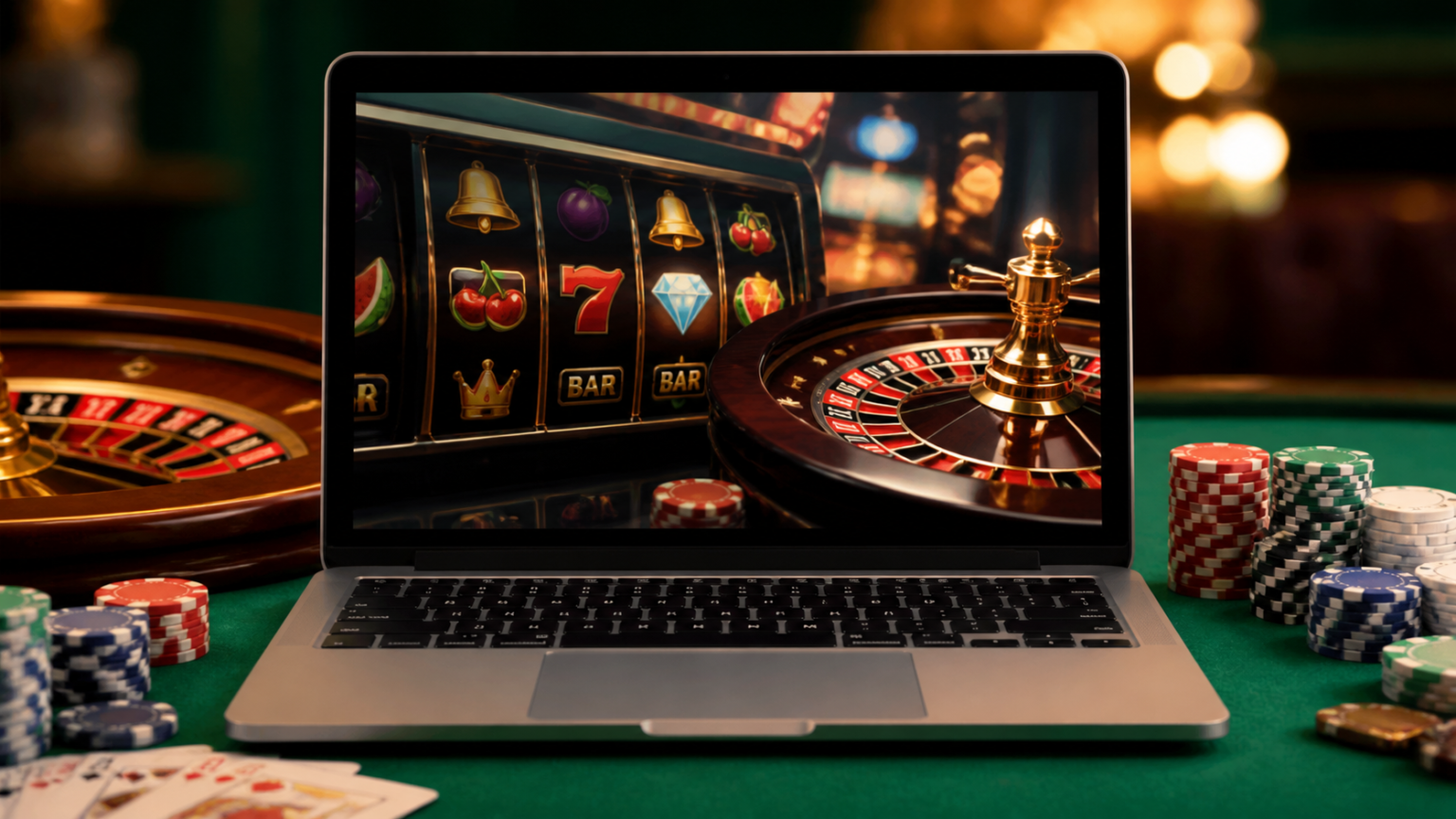 Schermo con casino online e slot visibili