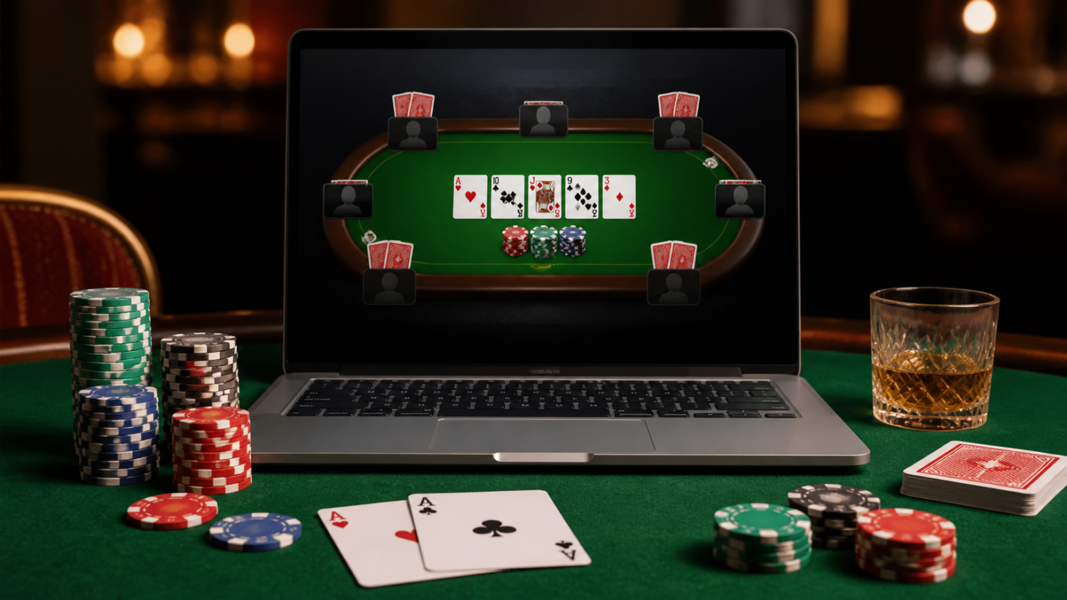 ไพ่โป๊กเกอร์ออนไลน์: A Practical Guide to Playing Well Online poker game on a laptop with cards and chips