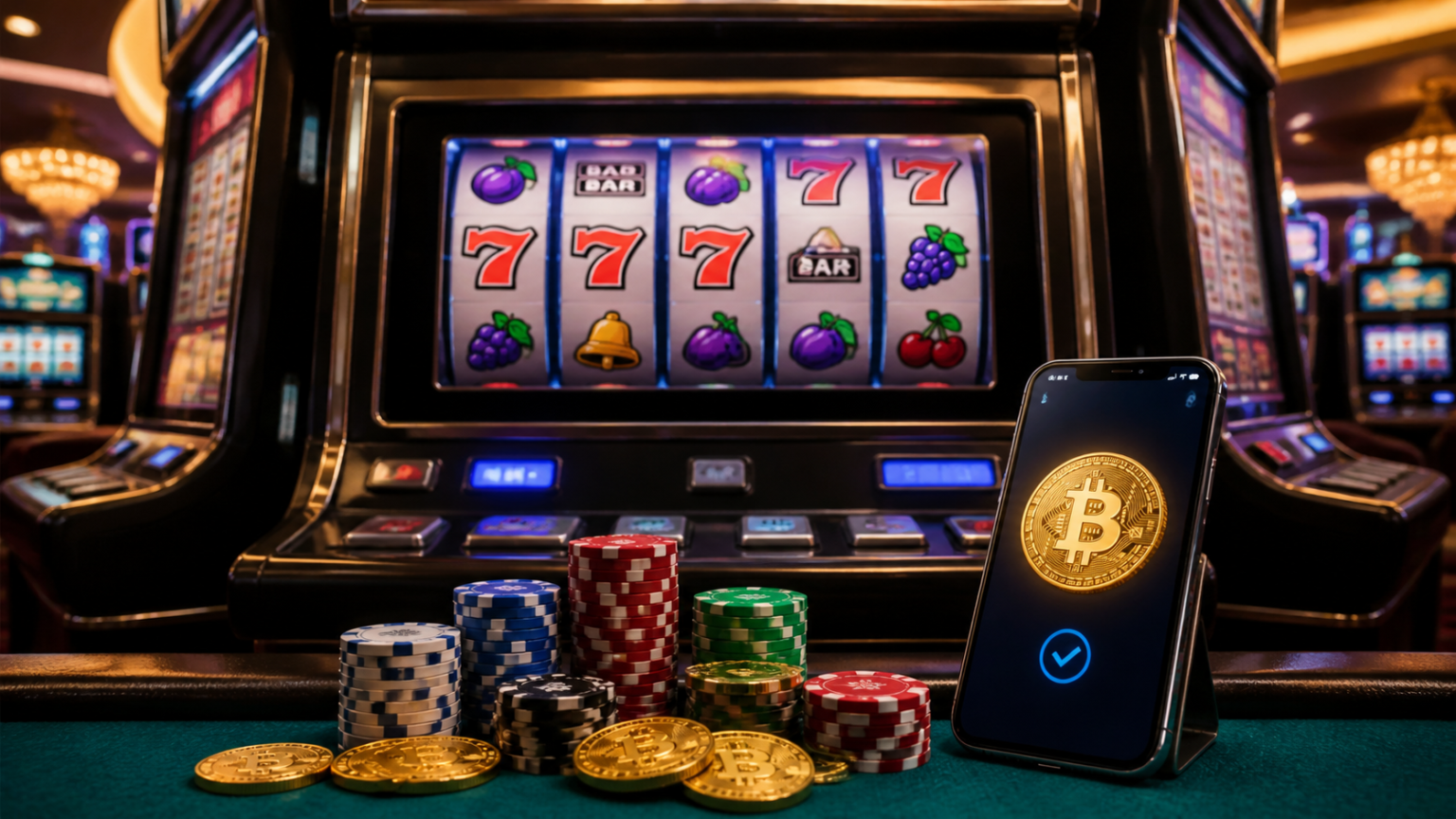 What to Look for in an online crypto casino Crypto casino gaming setup with slots, chips, and digital wallet payment